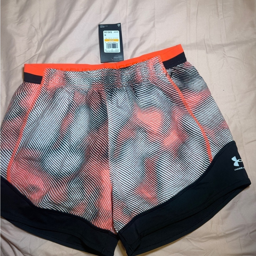 Under Armour Women's Black and Orange Athletic Shorts